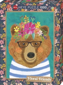 PUZZLE 1000 FLORAL FRIENDS, MIŚ, HEYE