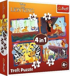PUZZLE 4W1 ODWAŻNY KRÓL LEW TREFL, TREFL