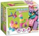 KIDS BLOCKS KLOCKI RÓŻOWO-FIOLETOWE 50EL, WADER