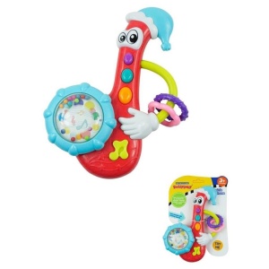 GRZECHOTKA MUZYCZNA SAKSOFON CZERWONY, BABY MIX