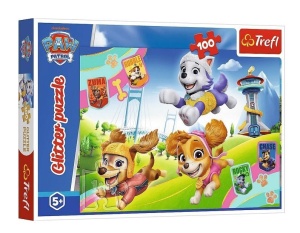 PUZZLE 100 GLITTER BŁYSZCZĄCE PSIAKI TREFL, TREFL