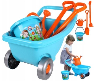 ZESTAW TACZKI KONEWKA WIADRO ŁOPATA I GRABIE