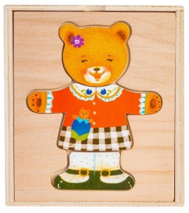 UKŁADANKA DREWNIANA MISIEK DZIEWCZYNKA, SMILY PLAY