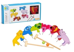 BS TOYS DREWNIANY ZESTAW DO GRY KRYKIETA ZWIERZĘTA