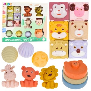 KLOCKI SENSORYCZNE ZWIERZĄTKA MIĘKKA EKO GUMA 18EL