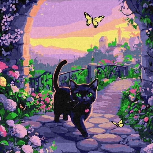 Malowanie po numerach - Wróżkowy kot 40x40cm