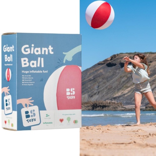 Piłka XXL dmuchana biało-czerwona 50cm, BS Toys