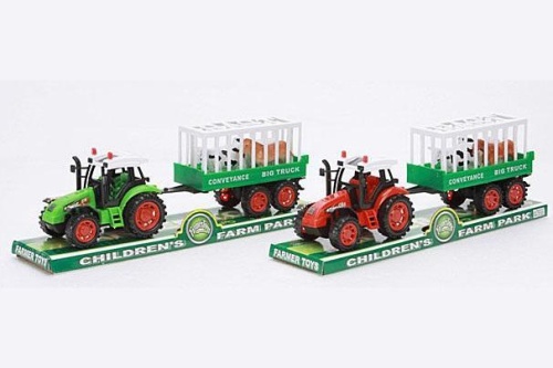 Traktor z przyczepą i zwierzętami, Trifox