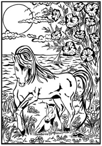 KOLOROWANKA WELWETOWA 29,7X21 KONIE, STEPP