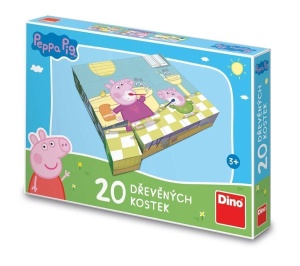 DREWNIANE KLOCKI OBRAZKOWE ŚWINKA PEPPA 20EL
