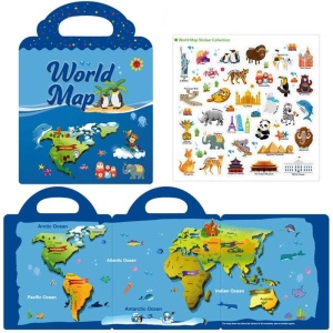 KSIĄŻECZKA Z NAKLEJKAMI MAPA ŚWIATA, ASKATO