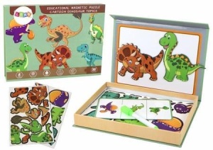 PUZZLE MAGNETYCZNE Z MOTYWEM DINOZAURÓW, LEANTOYS