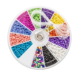 ZESTAW KORALIKÓW SZKLANYCH MINI 2MM 12 KOLORÓW