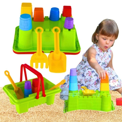 Zestaw do piasku piramidki, koszyk, grabki,łopatka