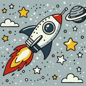 MALOWANIE PO NUMERACH - RAKIETA KOSMICZNA KIDS