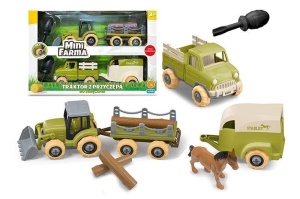 MINI FARMA TRAKTOR Z PRZYCZEPĄ DO SKRĘCANIA, ARTYK