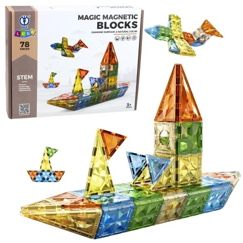 Klocki magnetyczne konstrukcyjne 3D 78el, Leantoys
