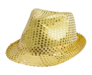 KAPELUSZ ZŁOTY, CEKIN, GODAN