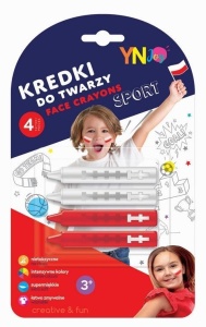 KREDKI DO TWARZY 4X2G BIAŁO-CZERWONE, INTERDRUK