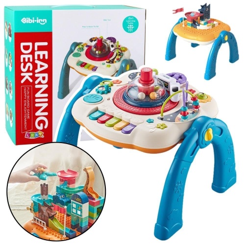 Stolik interaktywny 2w1 niebieski, Leantoys