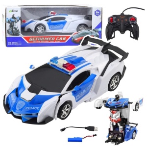 AUTO ROBOT 2W1 RADIOWÓZ POLICYJNY R/C 1:18