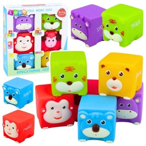 ZESTAW KLOCKÓW GUMOWYCH ZWIERZĘTA 6SZT., LEANTOYS