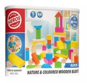 DREWNIANE KOLOROWE I NATURALNE KLOCKI 60EL, TACTIC