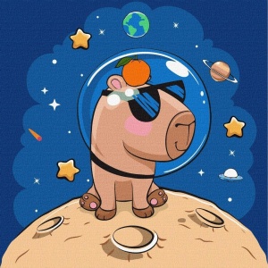 MALOWANIE PO NUMERACH - KAPIBARA W KOSMOSIE 30X30