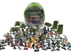 ZESTAW ŻOŁNIERZYKÓW Z AKCESORIAMI W PLECAKU