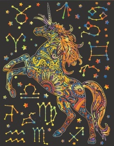 KOLOROWANKA WELWETOWA 47X35 JEDNOROŻEC NIEBO