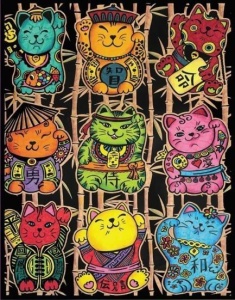 KOLOROWANKA WELWETOWA KOTKI SZCZĘŚCIA 47X35CM