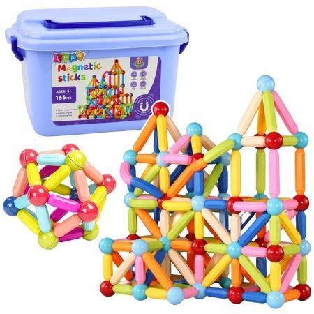Klocki magnetyczne konstrukcyjne patyczki 3D 166el