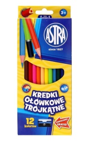 KREDKI OŁÓWKOWE TRÓJKĄTNE 12 KOLORÓW ASTRA