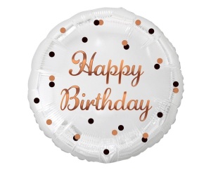 BALON FOLIOWY B&C HAPPY BIRTHDAY BIAŁY 36CM
