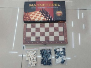SZACHY+WARCABY MAGNETYCZNE, DREWNIANA PLANSZA