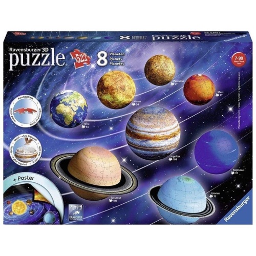 Puzzle 3D Układ Planet 522 elementy, Ravensburger