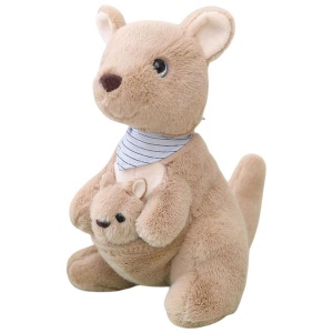 KANGUR PLUSZOWY Z MŁODYM 23CM, LEANTOYS