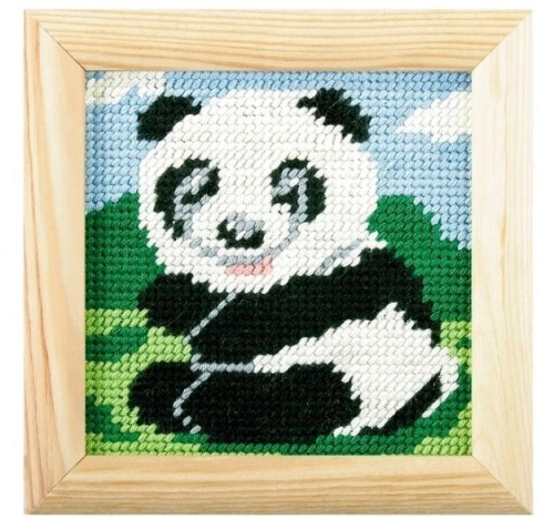 Haft z ramką. Moje pierwsze wyszywanie - Miś panda