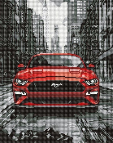 Diamentowa mozaika - Czerwony mustang 40x50cm