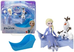 FIGURKI DISNEY ELSA I OLAF NA SANKACH, MATTEL