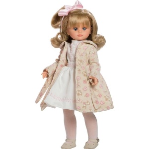LALKA HISZPAŃSKA FANY W PŁASZCZYKU STOJĄCA 42CM