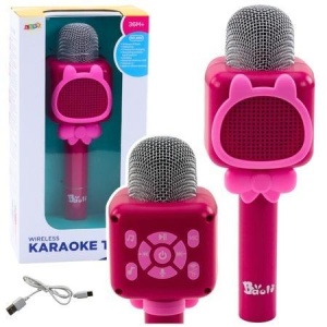 MIKROFON BEZPRZEWODOWY BLUETOOTH RÓŻOWY, LEANTOYS