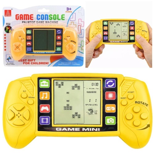 Gra elektroniczna konsola tetris żółta, Leantoys