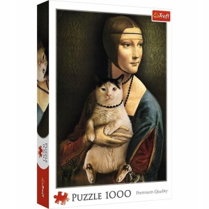 PUZZLE 1000 DAMA Z KOTEM TREFL, TREFL