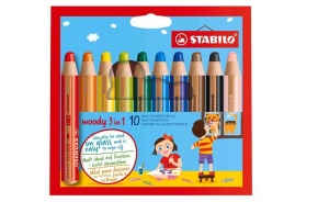 KREDKI WOODY 3W1 10 KOLORÓW STABILO, STABILO