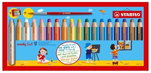 KREDKI WOODY 3W1 18 KOL + TEMPERÓWKA STABILO