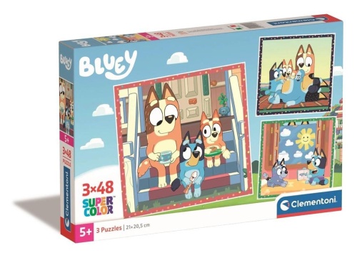 Puzzle 3x48 Super Kolor Bluey, Clementoni