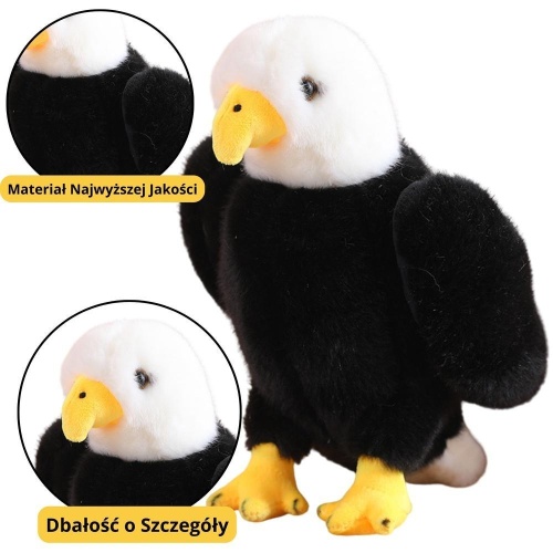 Maskotka Orzeł czarno biały 25cm, Leantoys