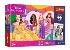PUZZLE 30 DISNEY KSIĘŻNICZKI + PLAKAT TREFL, TREFL