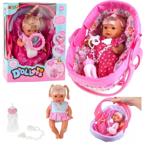 Lalka bobas w nosidełku plus akcesoria, Leantoys